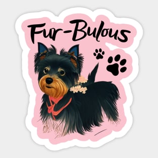 Adorable Black Yorkie Puppy Fur Babies Fabulous Sticker